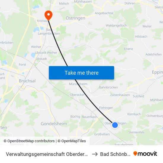 Verwaltungsgemeinschaft Oberderdingen to Bad Schönborn map