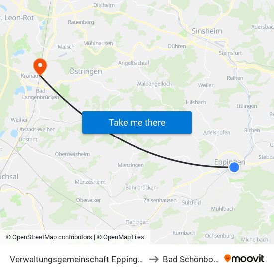 Verwaltungsgemeinschaft Eppingen to Bad Schönborn map