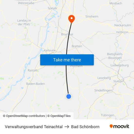 Verwaltungsverband Teinachtal to Bad Schönborn map