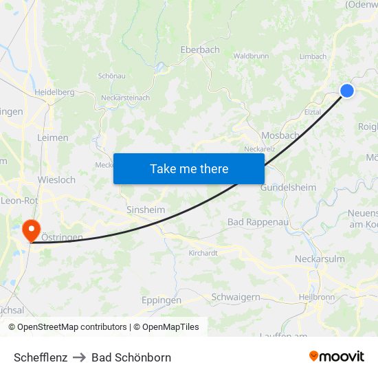 Schefflenz to Bad Schönborn map