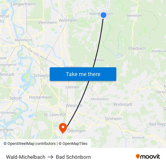 Wald-Michelbach to Bad Schönborn map