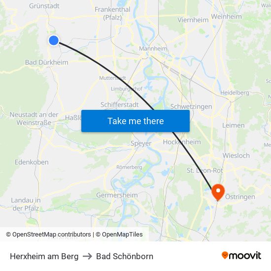 Herxheim am Berg to Bad Schönborn map