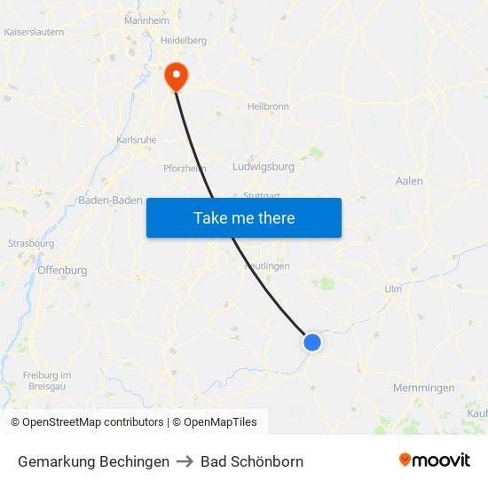 Gemarkung Bechingen to Bad Schönborn map