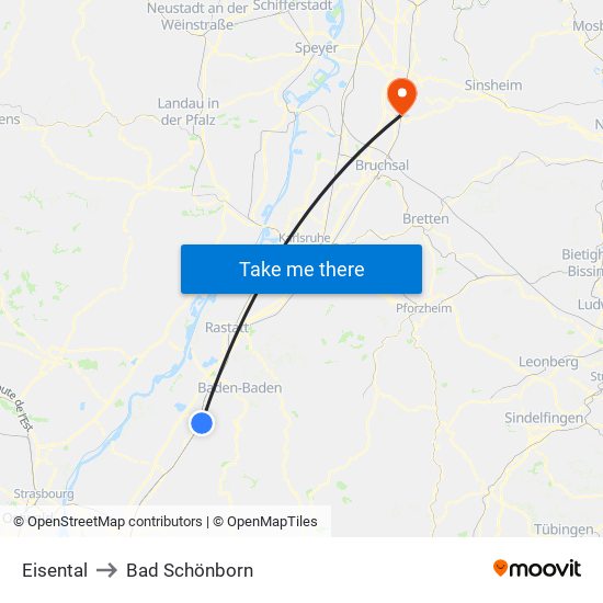 Eisental to Bad Schönborn map