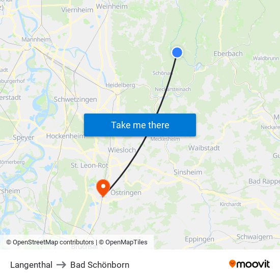 Langenthal to Bad Schönborn map