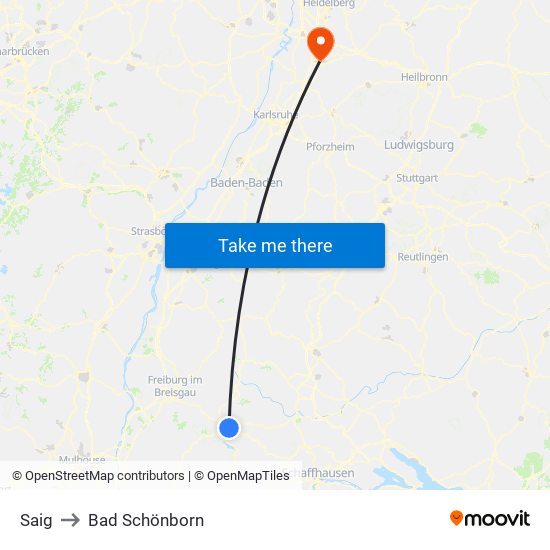 Saig to Bad Schönborn map