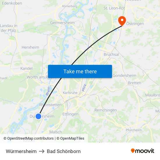 Würmersheim to Bad Schönborn map