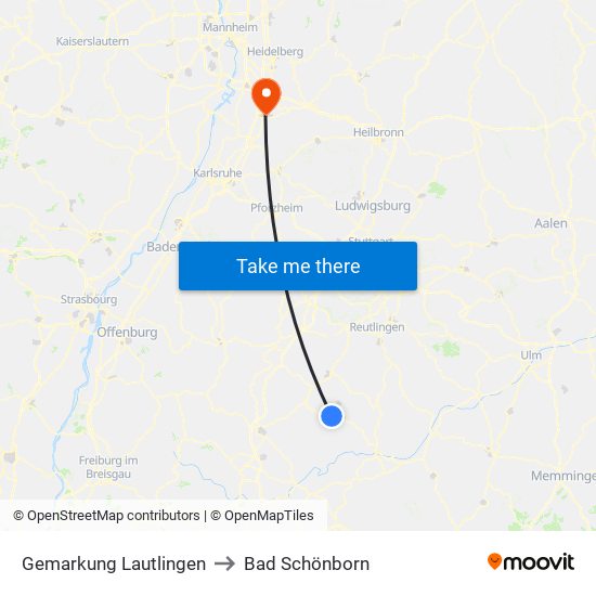 Gemarkung Lautlingen to Bad Schönborn map