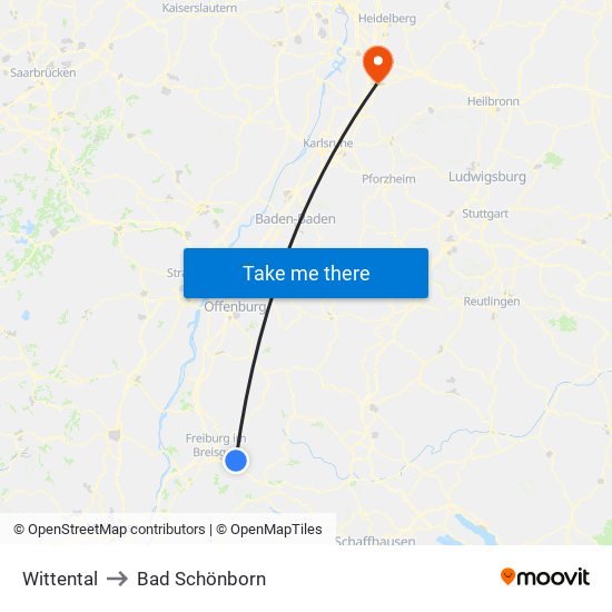 Wittental to Bad Schönborn map
