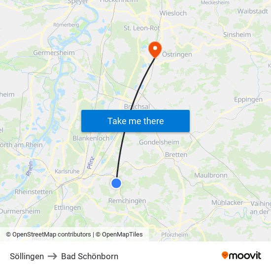 Söllingen to Bad Schönborn map