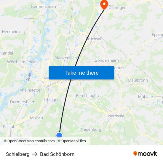 Schielberg to Bad Schönborn map