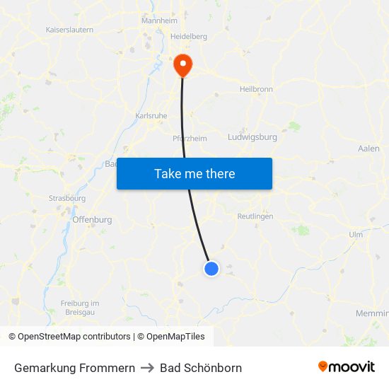 Gemarkung Frommern to Bad Schönborn map