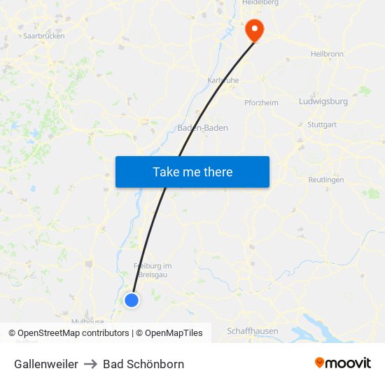 Gallenweiler to Bad Schönborn map
