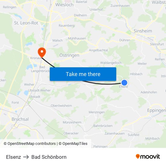 Elsenz to Bad Schönborn map