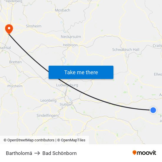 Bartholomä to Bad Schönborn map