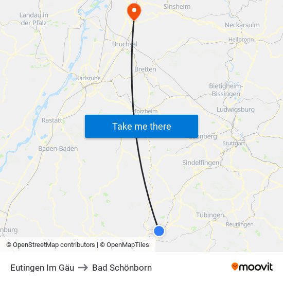 Eutingen Im Gäu to Bad Schönborn map