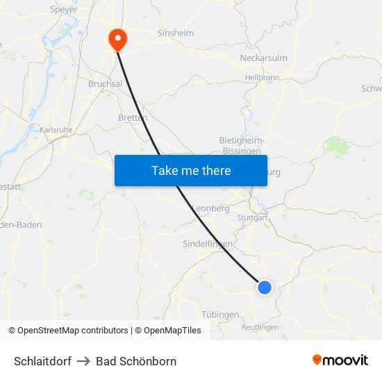 Schlaitdorf to Bad Schönborn map