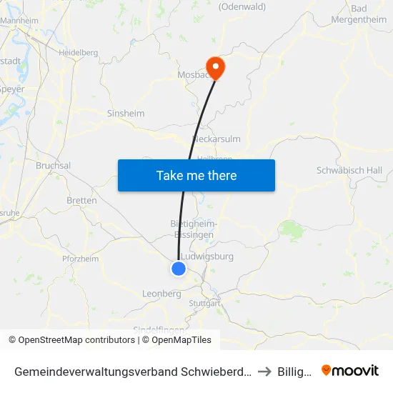 Gemeindeverwaltungsverband Schwieberdingen-Hemmingen to Billigheim map