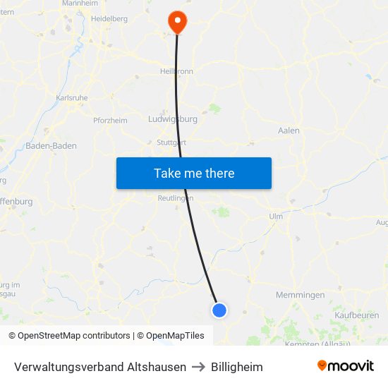 Verwaltungsverband Altshausen to Billigheim map