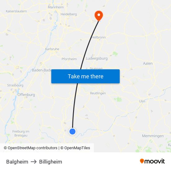 Balgheim to Billigheim map