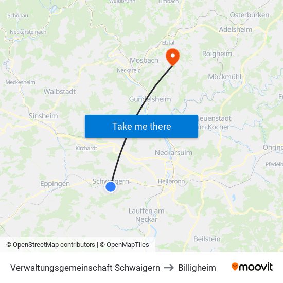 Verwaltungsgemeinschaft Schwaigern to Billigheim map