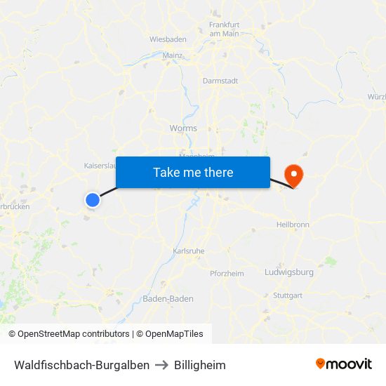 Waldfischbach-Burgalben to Billigheim map