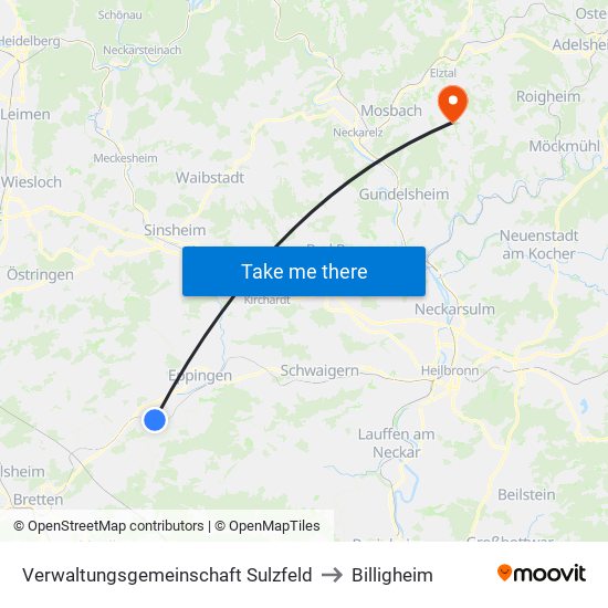 Verwaltungsgemeinschaft Sulzfeld to Billigheim map