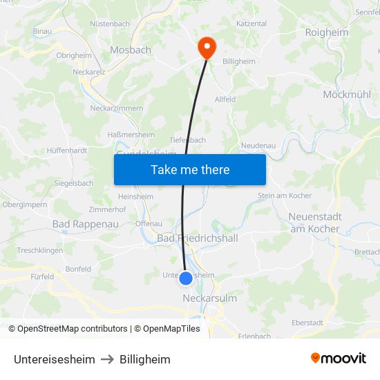Untereisesheim to Billigheim map