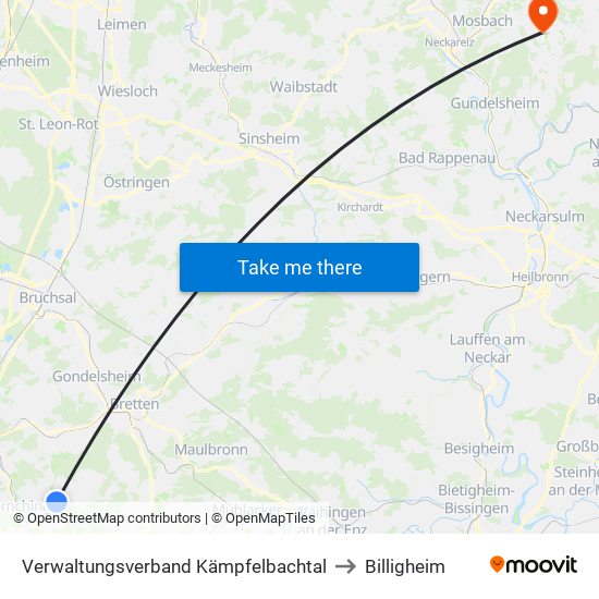 Verwaltungsverband Kämpfelbachtal to Billigheim map