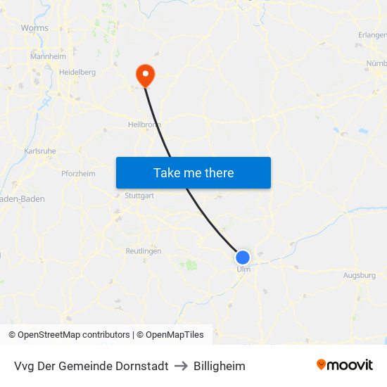 Vvg Der Gemeinde Dornstadt to Billigheim map