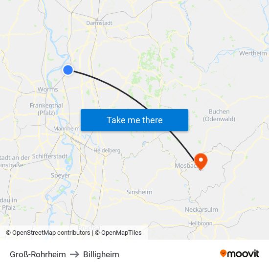 Groß-Rohrheim to Billigheim map