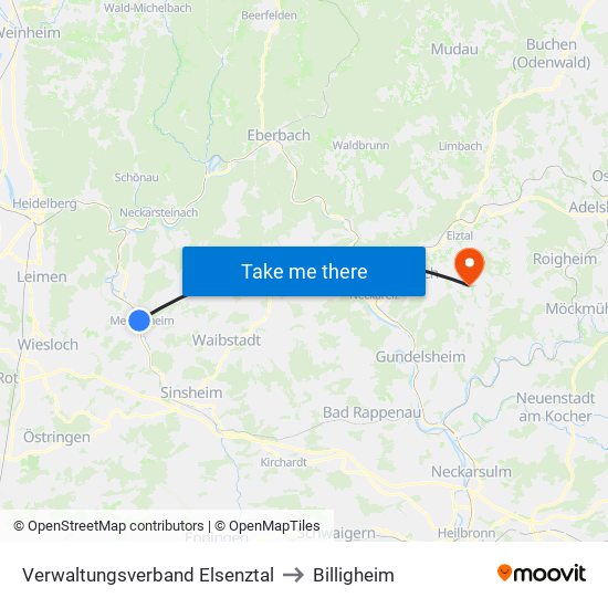 Verwaltungsverband Elsenztal to Billigheim map