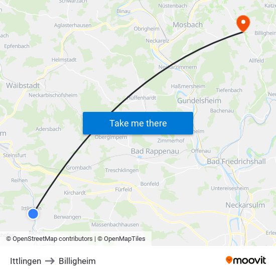 Ittlingen to Billigheim map