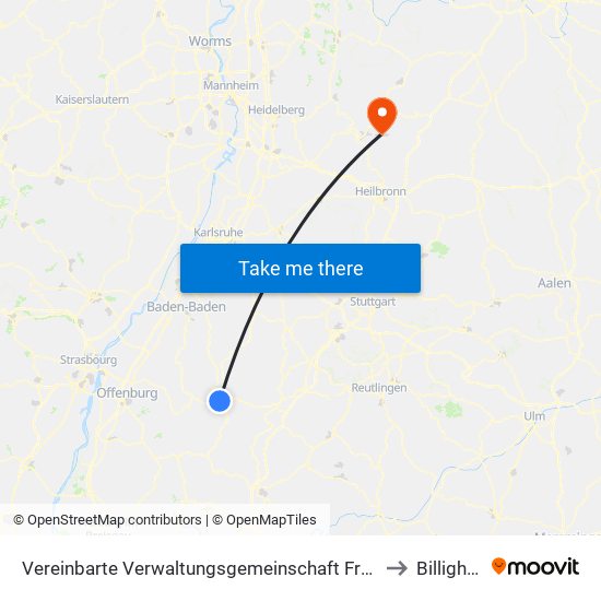 Vereinbarte Verwaltungsgemeinschaft Freudenstadt to Billigheim map