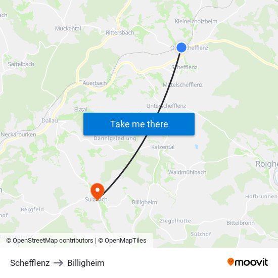 Schefflenz to Billigheim map