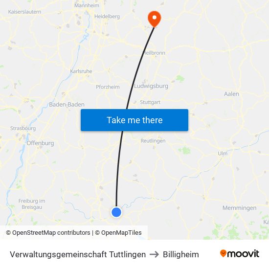 Verwaltungsgemeinschaft Tuttlingen to Billigheim map