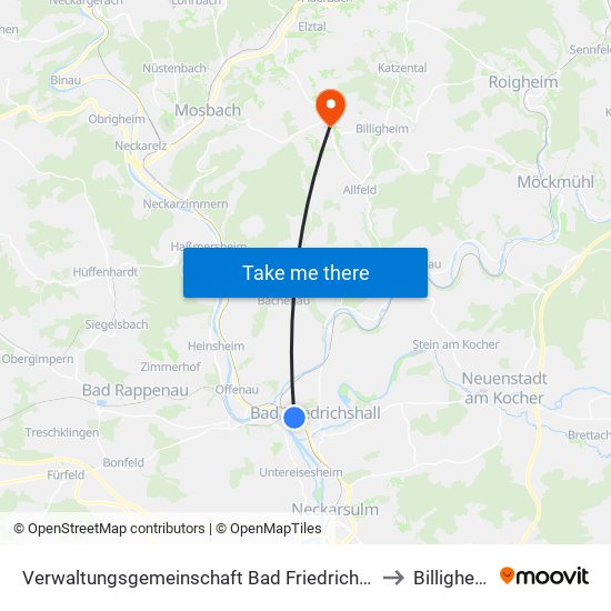 Verwaltungsgemeinschaft Bad Friedrichshall to Billigheim map
