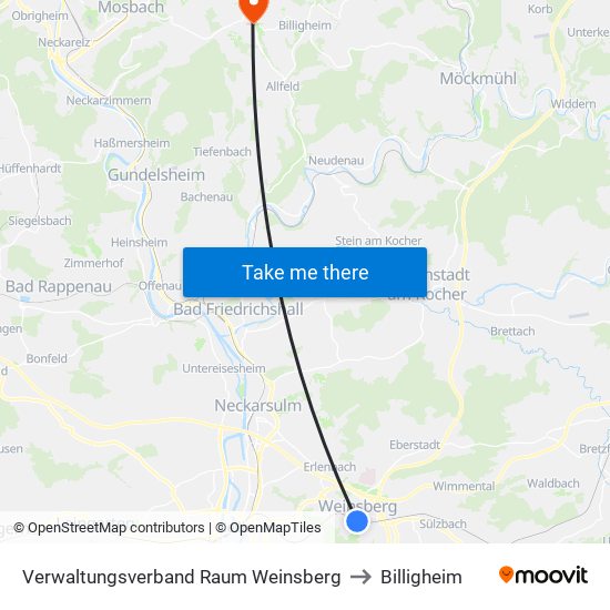 Verwaltungsverband Raum Weinsberg to Billigheim map