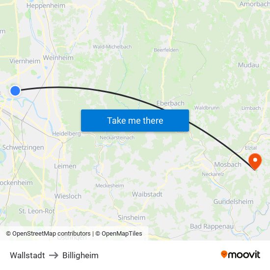 Wallstadt to Billigheim map