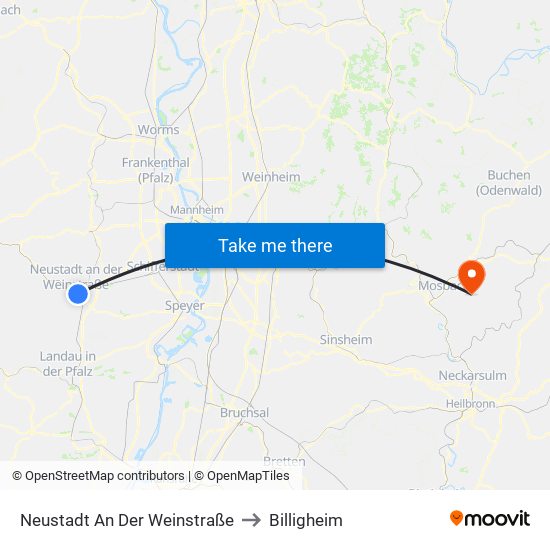 Neustadt An Der Weinstraße to Billigheim map