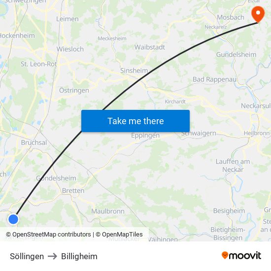 Söllingen to Billigheim map