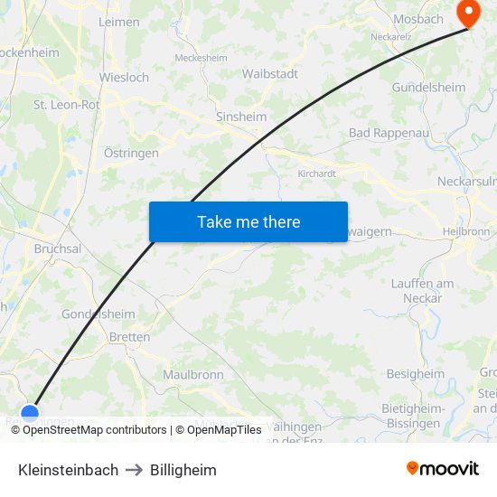 Kleinsteinbach to Billigheim map