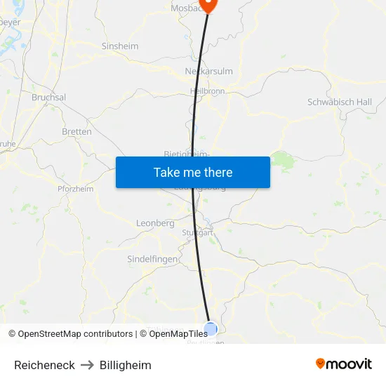Reicheneck to Billigheim map
