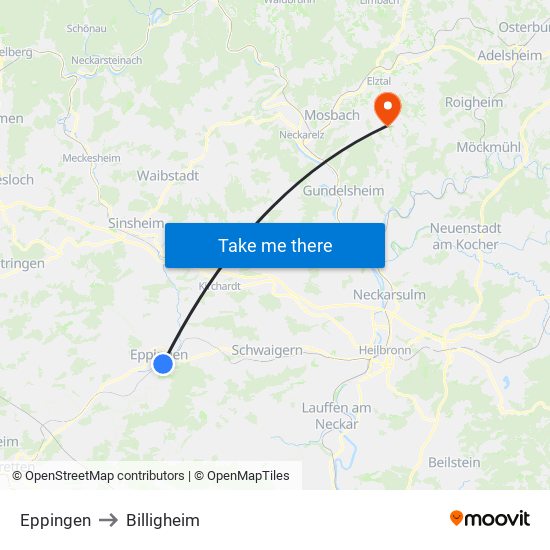 Eppingen to Billigheim map