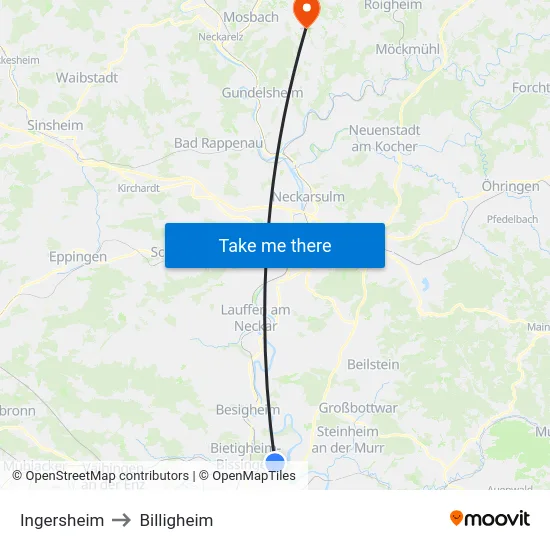 Ingersheim to Billigheim map