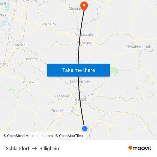 Schlaitdorf to Billigheim map