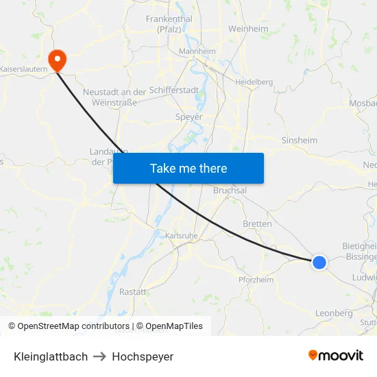Kleinglattbach to Hochspeyer map