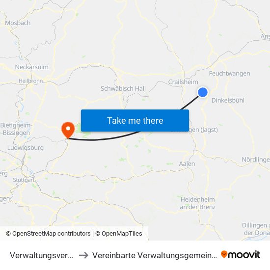 Verwaltungsverband Fichtenau to Vereinbarte Verwaltungsgemeinschaft Der Stadt Backnang map