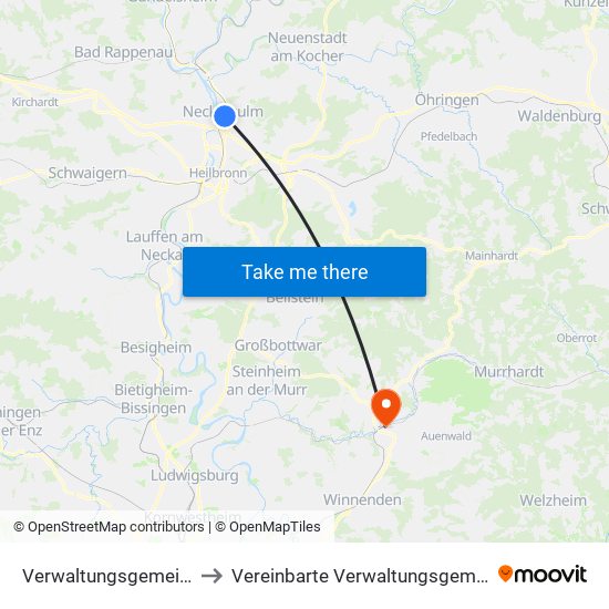 Verwaltungsgemeinschaft Neckarsulm to Vereinbarte Verwaltungsgemeinschaft Der Stadt Backnang map