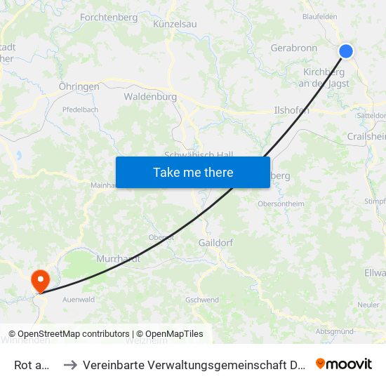 Rot am See to Vereinbarte Verwaltungsgemeinschaft Der Stadt Backnang map